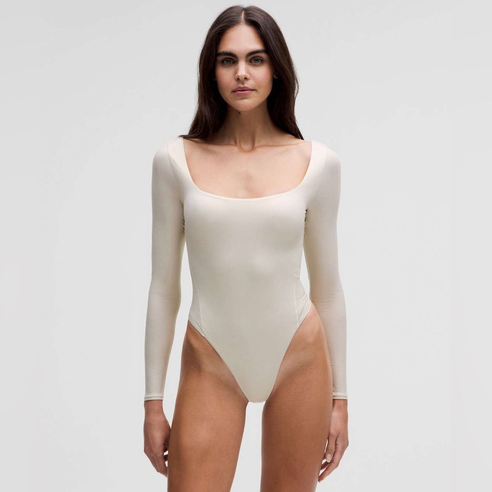 NWT- Lululemon Wundermost Ultra-Soft Nulu Square-Neck Long-Sleeve Bodysuit Shine - Picture 3 of 16